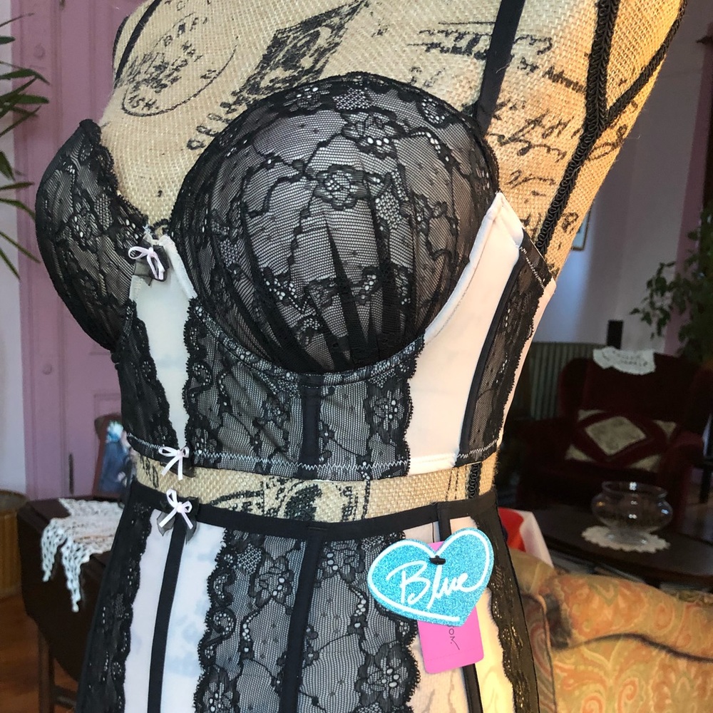 Betsey Johnson Blue bra and garter set